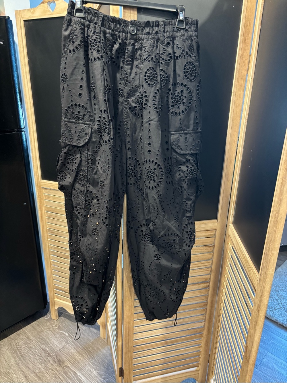 Zara Black Eyelet Cargo Pants